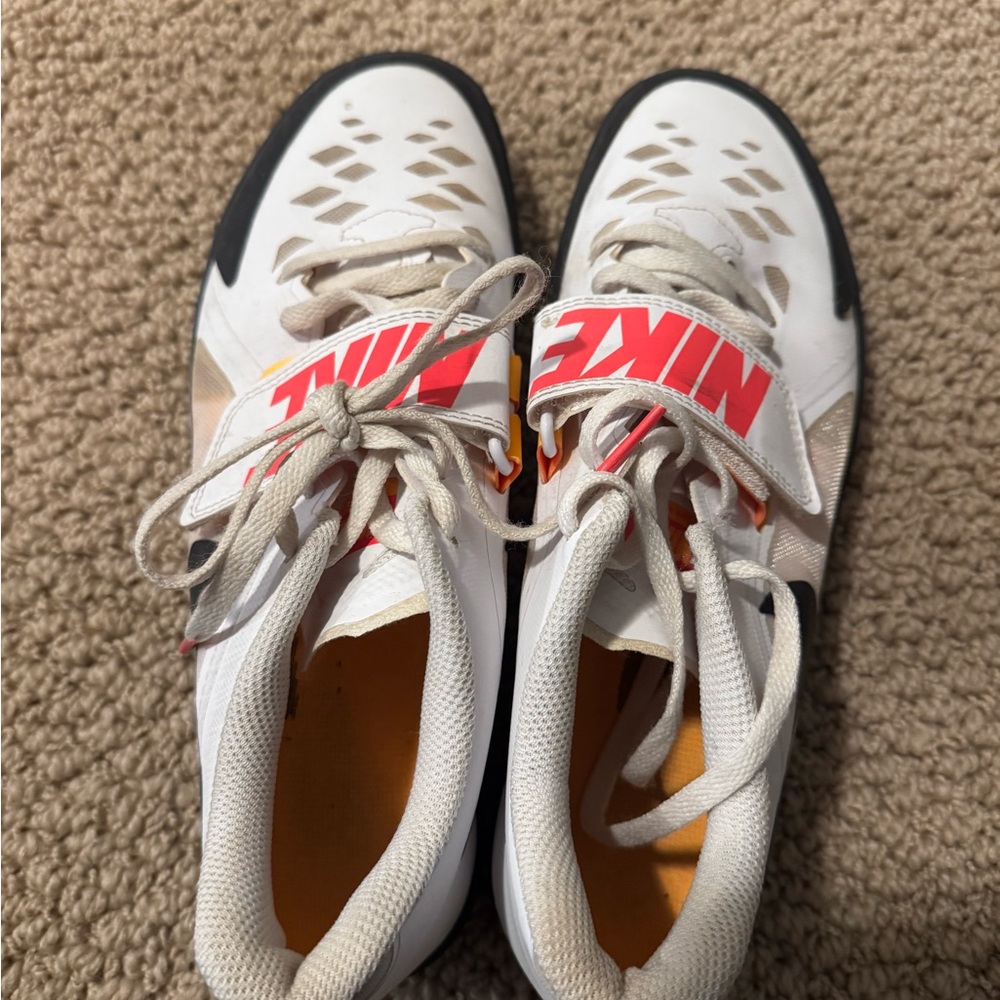 Nike White and Red Sneakers (Track and Field throwing shoes)